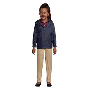 Lands' End School Uniform Kids Packable Rain Jacket Medium Classic Navy