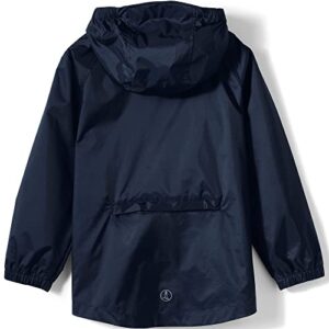 Lands' End School Uniform Kids Packable Rain Jacket Medium Classic Navy