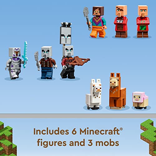 Lego Minecraft The Llama Village, Farm House Toy Building Set 21188, Kids Can Create a Minecraft Village with 6 Customizable Buildings and Minifigures, Minecraft Gift Idea for Kids, Boys & Girls