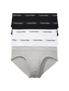 calvin klein men's cotton stretch 5-pack brief, 2 black, 2 grey heather, 1 white, xx-large