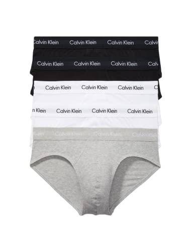 Calvin Klein Men's Cotton Stretch 5-Pack Brief, 2 Black, 2 Grey Heather, 1 White, XX-Large