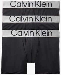 calvin klein men's reconsidered steel micro 3-pack boxer brief, black, black, black, large