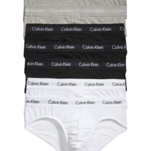 Calvin Klein Men's Cotton Stretch 7-Pack Hip Brief, 3 Black, 2 Grey Heather, 2 White, Medium