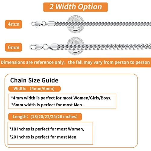 Jewlpire Silver Chain for Men Women Boys - Diamond Cut Miami Mens Cuban Link Chain Necklace 4mm Mens Chain 18K Gold Plated/316L Stainless Steel Hip-Hop Style Sturdy & Shiny 20 Inch - with Gift Box