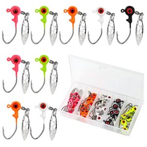 savita 25pcs fishing jig heads 1/32oz with plastic case, high-carbon steel fishing jig hooks jighead hooks crappie jigs for bass freshwater and saltwater fishing lovers (5 colors)