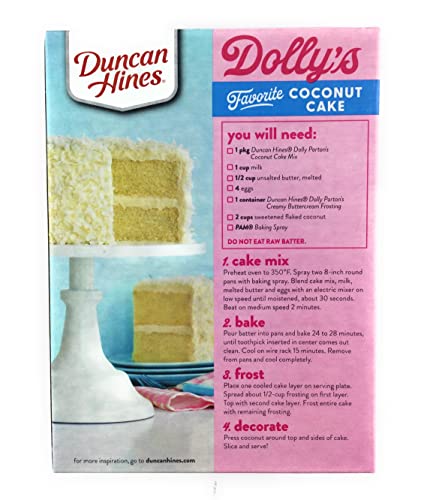 Duncan Hines Moist Coconut Cake Mix - Southern Style (2 Boxes) With Miss J’s Handy Kitchen Measurements Conversion Chart for Refrigerator