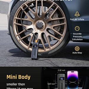 Tire Inflator Portable Air Compressor 38L/min Super Fast Inflate RYSEAB 12V DC Air [pump] for [Car] Tires[Powerful & Small][Car] Tire Pump LED Light for Ball Moto Bike