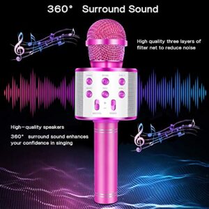 IJO Handheld Bluetooth Karaoke Microphone-Birthday Fun Singing Toys for Kids Age 3 4 5 6 7 8 9 10 Years Old Girls and Boys(Rose Red)