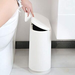 PENGKE Slim Plastic Trash Can 2.11 Gallon Garbage Can with Press Top Lid,8 L Wastebasket Trash Can,Removable Liner Bucket,White Modern Dispenser for Bathroom,Living Room,Bedroom