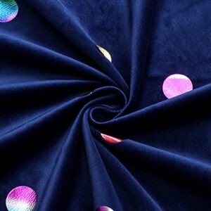 Navy Velvet Blackout Curtains Metallic Polka Dots Printed Grommet Blackout Curtains Soft Luxury Window Decor for Kids Bedroom 84" inches Long Noise Reducing Treatments Sets for Bedroom,52" Wide 2pcs