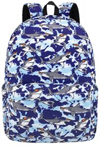 li-love backpack 16 inch with laptop compartment shark sea book bag for boys men adults teens middle school college high school student bookbags waterproof backpacks travel camping hiking back pack