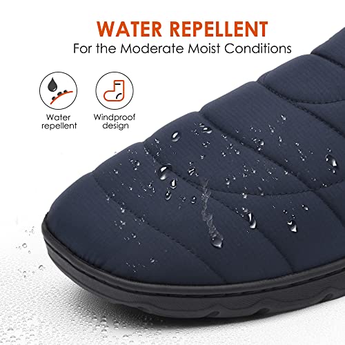 DREAM PAIRS Men's Water-Resistant Winter Warm Slippers, Slip-on Indoor Outdoor Machine Washable House Shoes, Dsl217m, Dark/Blue, Size 7