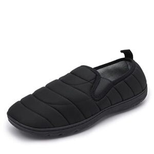 dream pairs men's water-resistant winter warm slippers, slip-on indoor outdoor machine washable house shoes, dsl217m, black, size 11