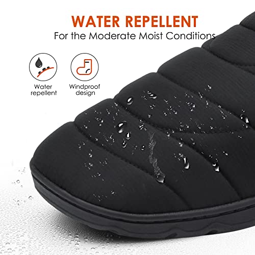 DREAM PAIRS Men's Water-Resistant Winter Warm Slippers, Slip-on Indoor Outdoor Machine Washable House Shoes, Dsl217m, Black, Size 11