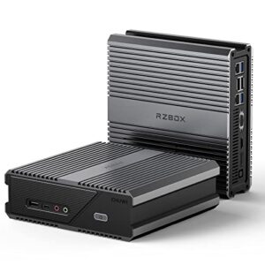 chuwi rzbox mini pc,windows 11 mini computer,16gb ram 512gb ssd,amd ryzen 7 5800h processor, vega 8 graphics, dual gigabit rj45 lan, wifi 6, bt5.2, 4k@60hz output,usb-c,support triple screen display