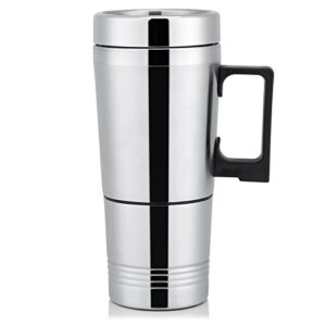 12v car heating cup car heated mug, 300ml stainless steel travel electric coffee cup insulated heated thermos mug(24v)