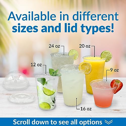 Reli. Plastic Cups with Lids, 16 oz (50 Sets) | Clear Plastic Cups with Lids | 16 oz Plastic Disposable Cups for Party, Coffee, Smoothies, To Go (16 ounce)