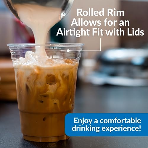 Reli. Plastic Cups with Lids, 16 oz (50 Sets) | Clear Plastic Cups with Lids | 16 oz Plastic Disposable Cups for Party, Coffee, Smoothies, To Go (16 ounce)
