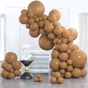partywoo caramel brown balloons, 85 pcs boho brown balloons different sizes pack of 18 inch 12 inch 10 inch 5 inch matte brown balloons for balloon garland balloon arch as party decorations, brown-f10