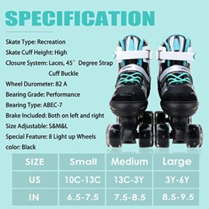 Sowume Adjustable Roller Skates for Boys and Kids, All 8 Wheels of Boy's Skates Shine, Safe and Fun Illuminating for Kids