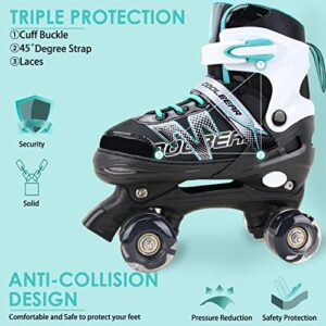 Sowume Adjustable Roller Skates for Boys and Kids, All 8 Wheels of Boy's Skates Shine, Safe and Fun Illuminating for Kids