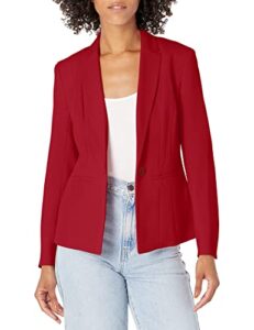 kasper women's plus size 1 button panel seamed jacket w/ 2 slit, crimson, 18
