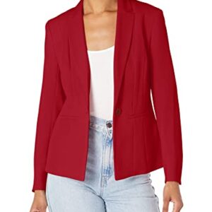 Kasper Women's Plus Size 1 Button Panel Seamed Jacket W/ 2 Slit, Crimson, 18