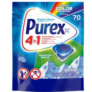 Purex 4-in-1 Laundry Detergent Pacs, Mountain Breeze, 70 Count