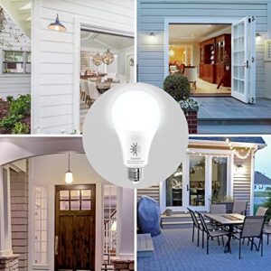 Gonhom 2 Pack Dusk to Dawn Light Bulbs Outdoor, 5000K-Daylight, 720LM, 9W(60W Equivalent) A19 E26 Automatic On/Off LED Light Bulbs, Dusk to Dawn LED Outdoor Lighting for Porch Garage Patio