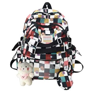 lokkcy kawaii backpack for school,backpacks for girls and backpack for girls 10-12 japanese school bag book bags for girls 8-12(black)