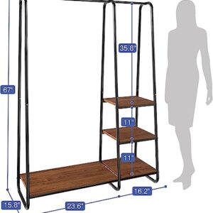 Raybee Clothing Rack 67”H Clothes Rack with Shelves Clothing Racks for Hanging Clothes Heavy Duty Garment Rack Portable Clothing Rack with Shelves Free Standing Wardrobe Closet 67" Hx39.8 Lx15.8 D