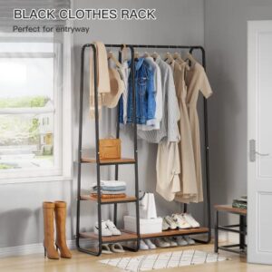 Raybee Clothing Rack 67”H Clothes Rack with Shelves Clothing Racks for Hanging Clothes Heavy Duty Garment Rack Portable Clothing Rack with Shelves Free Standing Wardrobe Closet 67" Hx39.8 Lx15.8 D