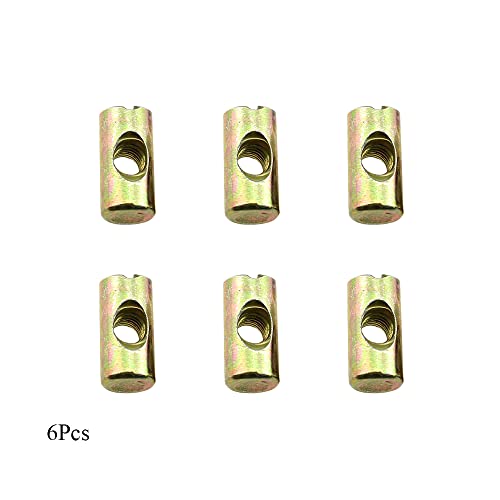 Hao Pro M6x20mm Barrel Nuts Cross Dowels Slotted Bolts Hardware Clean Tight Thread Proper Insert Sturdy Firm Holding Easy Install Align Smooth Screw in Snug Fit for Beds Crib Furniture Chairs 6PCS