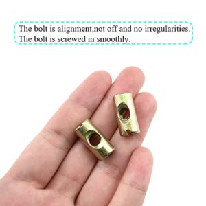 Hao Pro M6x20mm Barrel Nuts Cross Dowels Slotted Bolts Hardware Clean Tight Thread Proper Insert Sturdy Firm Holding Easy Install Align Smooth Screw in Snug Fit for Beds Crib Furniture Chairs 6PCS