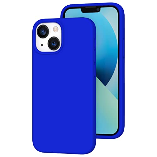 K TOMOTO Compatible with iPhone 13 Mini Case, Liquid Silicone Gel Rubber Cover with Microfiber Lining, Full Body Drop Protection Phone Case for iPhone 13 5.4 Inch(2021), Klein Blue