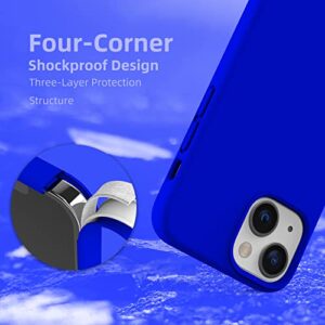 K TOMOTO Compatible with iPhone 13 Mini Case, Liquid Silicone Gel Rubber Cover with Microfiber Lining, Full Body Drop Protection Phone Case for iPhone 13 5.4 Inch(2021), Klein Blue