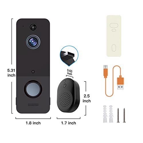 EKEN Smart Video Doorbell Camera Wireless with Chime Ringer, Smart AI Human Detection, 2.4G WiFi, 2-Way Audio, HD Live Image, Night Vision, Cloud Storage, Battery Powered, Indoor/Outdoor Surveillance
