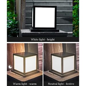 JSBDPHW New Chinese LED Column Light Wiring Pillar Lamp Simple Metal Square Post Light Outdoor Waterproof Pillar Pole Lamp Garden Villa Landscape Lawn Pedestal Light