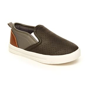 oshkosh b'gosh boy's qiano slip-on sneaker, grey, 9 toddler