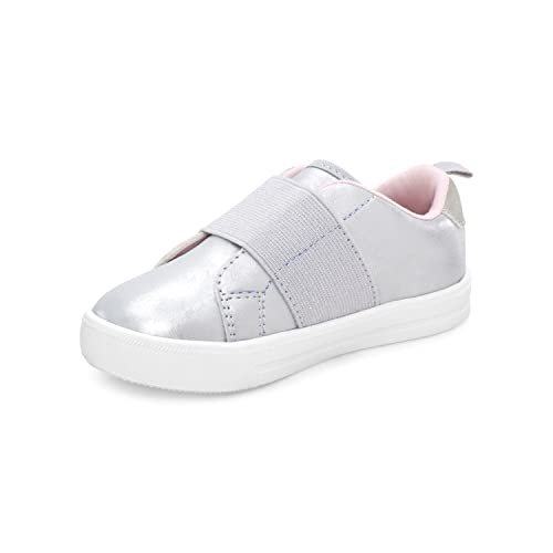 OshKosh B'Gosh Girls Lulu Slip-On Sneaker, Silver, 6 Toddler