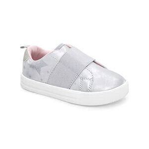 OshKosh B'Gosh Girls Lulu Slip-On Sneaker, Silver, 6 Toddler