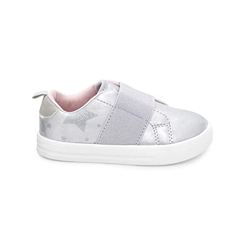 OshKosh B'Gosh Girls Lulu Slip-On Sneaker, Silver, 6 Toddler