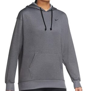 Nike Women's Therma Hooded Sweatshirt (as1, alpha, l, regular, regular, Black/Heather, Large)