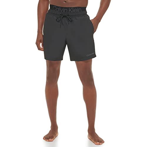 Calvin Klein Men's Standard UV Protected Quick Dry Swim Trunk, Noir, X-Large