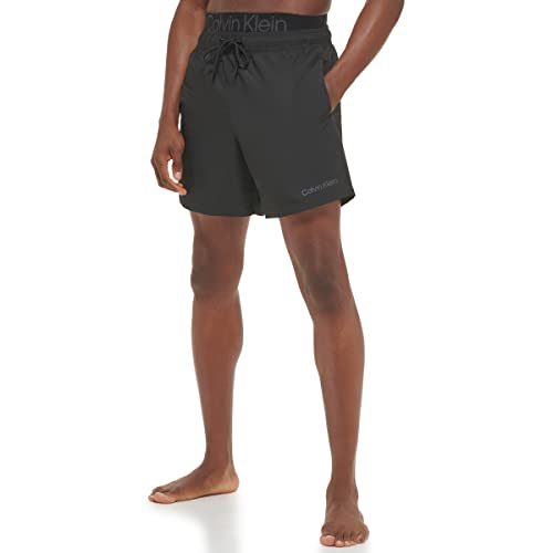 Calvin Klein Men's Standard UV Protected Quick Dry Swim Trunk, Noir, X-Large