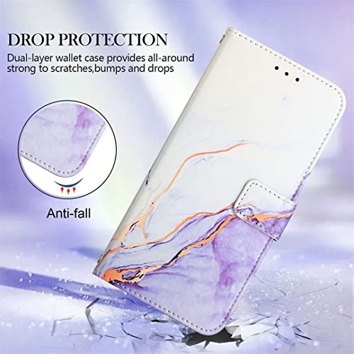 SATURCASE Case for Oppo Reno 6 Pro 5G, Beautiful Marble Pattern PU Leather Flip Magnet Wallet Stand Card Slots Protective Cover with Hand Strap for Oppo Reno 6 Pro 5G (YS-6)