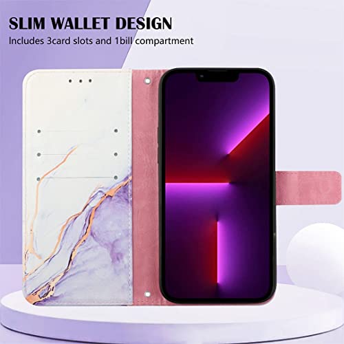 SATURCASE Case for Oppo Reno 6 Pro 5G, Beautiful Marble Pattern PU Leather Flip Magnet Wallet Stand Card Slots Protective Cover with Hand Strap for Oppo Reno 6 Pro 5G (YS-6)