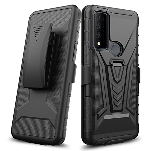 Compatible for TCL 30 XE 5G Case with Holster Belt Clip Hybrid Shockproof Protective Phone Cover with Kickstand - Black