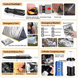 Survival Kit, 250Pcs Survival Gear First Aid Kit with Molle System Compatible Bag and Emergency Tent, Emergency Kit for Earthquake, Outdoor Adventure, Hiking, Hunting, Gifts for Men Women