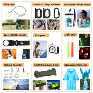 Survival Kit, 250Pcs Survival Gear First Aid Kit with Molle System Compatible Bag and Emergency Tent, Emergency Kit for Earthquake, Outdoor Adventure, Hiking, Hunting, Gifts for Men Women